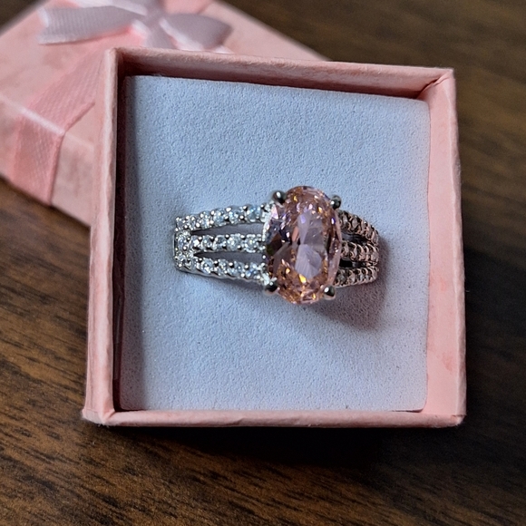 Swarovski Pink and Silver Sparkling Ring - Picture 3 of 13